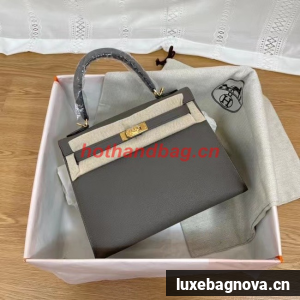 Hermes Kelly 25cm Shoulder Bags Epsom KL2755 dark grey&gold-Tone Metal