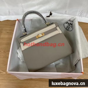 Hermes Kelly 25cm Shoulder Bags Epsom KL2755 gray&gold-Tone Metal
