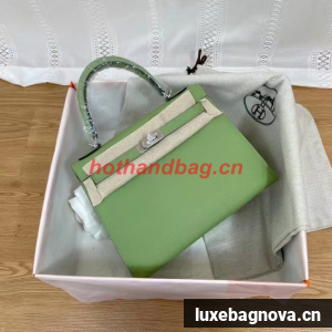 Hermes Kelly 25cm Shoulder Bags Epsom KL2755 green&silver-Tone Metal