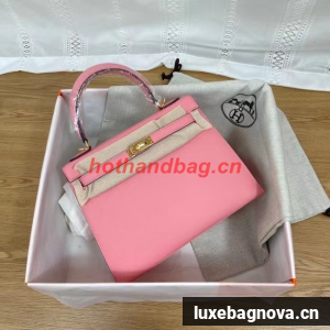 Hermes Kelly 25cm Shoulder Bags Epsom KL2755 pink&gold-Tone Metal