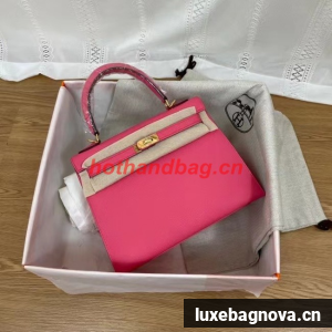 Hermes Kelly 25cm Shoulder Bags Epsom KL2755 rose&gold-Tone Metal