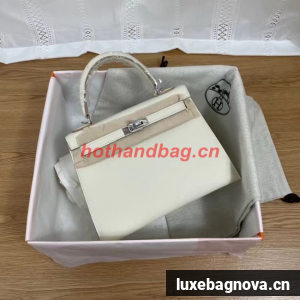 Hermes Kelly 25cm Shoulder Bags Epsom KL2755 white&silver-Tone Metal