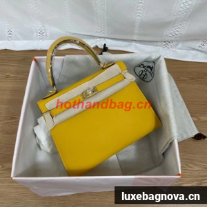 Hermes Kelly 25cm Shoulder Bags Epsom KL2755 yellow&gold-Tone Metal