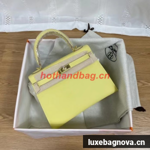 Hermes Kelly 25cm Shoulder Bags Epsom KL2755 yellow&gold-Tone Metal