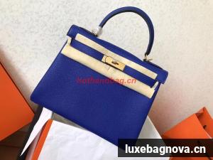 Hermes Kelly 25cm Shoulder Bags Togo KL2755 Electrooptic blue&gold
