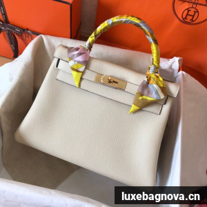 Hermes Kelly 28cm Shoulder Bags Togo Leather KL28 Cream White
