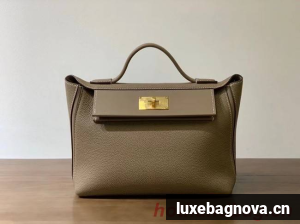 Hermes Kelly Original togo Leather Tote Bag H2424 gray