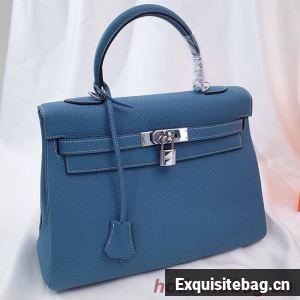 Hermes Kelly Shoulder Bag Original TOGO Leather KY3255 blue