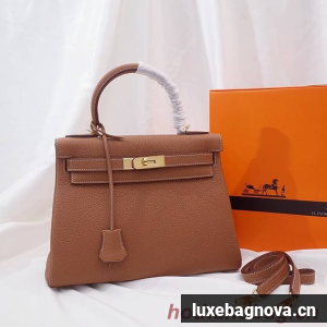 Hermes Kelly Shoulder Bag Original TOGO Leather KY3255 brown