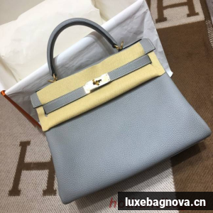 Hermes Kelly Shoulder Bag Original TOGO Leather KY3255 light blue