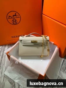 Hermes MINI Kelly 22cm Tote Bag Epsom Leather K22 Cream