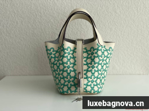 Hermes Mini Picotin 14 Lock Bags Original Swift Leather PL5302 Flower Green