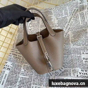 Hermes Mini Picotin 14 Lock Bags Original Togo Leather PL5302 Dark Gray