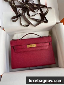 Hermes Original Epsom Leather KEL2278 purplish&gold-Tone Metal