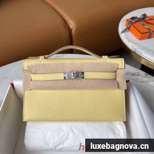 Hermes Original Epsom Leather KEL2278 Pearl White&Silver-Tone Metal