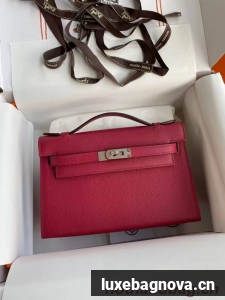 Hermes Original Epsom Leather KEL2278 purplish&Silver-Tone Metal