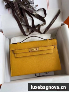 Hermes Original Epsom Leather KEL2278 yellow&gold-Tone Metal