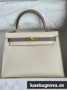 Hermes Original Epsom Leather KEL2578 cream&grey