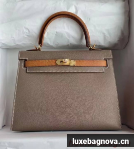 Hermes Original Epsom Leather KEL2578 grey&brown