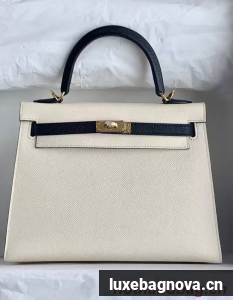 Hermes Original Epsom Leather KEL2578 white&black