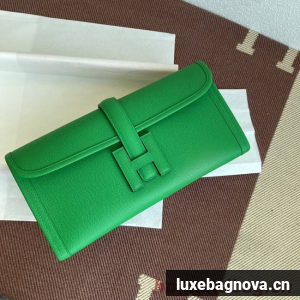 Hermes Original Espom Leather Clutch 37088 Bamboo green