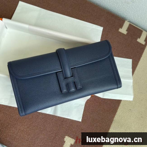 Hermes Original Espom Leather Clutch 37088 Sapphire blue