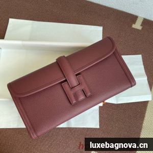 Hermes Original Espom Leather Clutch 37088 claret