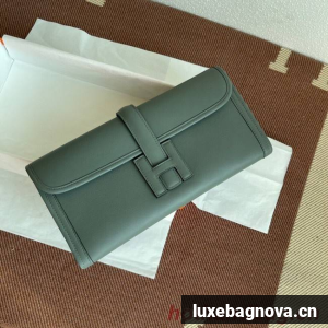Hermes Original jige swift Leather Clutch 37088 Almond green