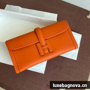 Hermes Original jige swift Leather Clutch 37088 Orange