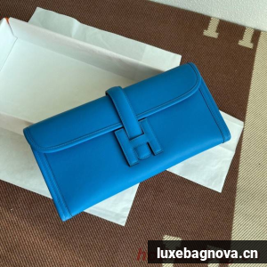 Hermes Original jige swift Leather Clutch 37088 blue