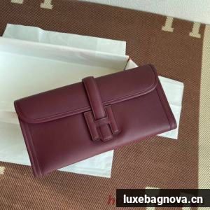 Hermes Original jige swift Leather Clutch 37088 claret