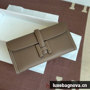 Hermes Original jige swift Leather Clutch 37088 dark gray