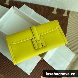 Hermes Original jige swift Leather Clutch 37088 lemon