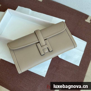 Hermes Original jige swift Leather Clutch 37088 light gray