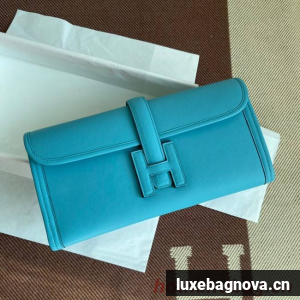 Hermes Original jige swift Leather Clutch 37088 sky blue