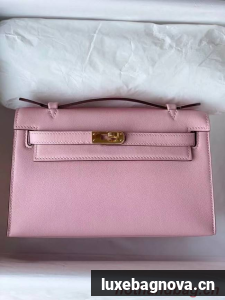 Hermes Original swift Leather KEL2278 pink&gold-Tone Metal