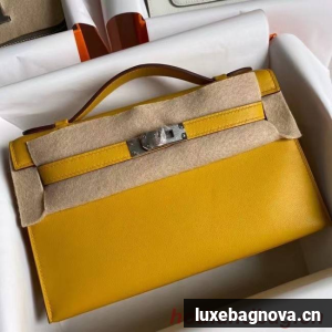 Hermes Original swift Leather KEL2278 yellow&Silver-Tone Metal