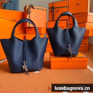 Hermes Picotin Lock Bags Original togo Leather PL3388 Sapphire blue