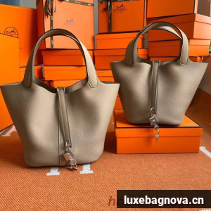 Hermes Picotin Lock Bags Original togo Leather PL3388 gray