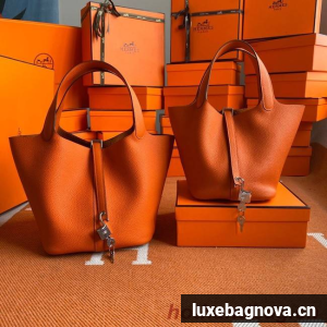 Hermes Picotin Lock Bags Original togo Leather PL3388 orange