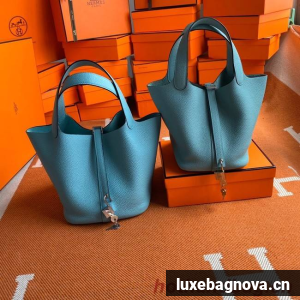 Hermes Picotin Lock Bags Original togo Leather PL3388 sky blue