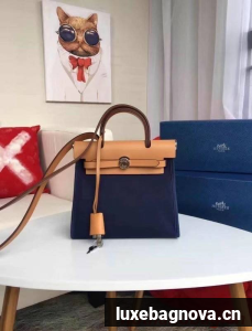 Hermes mini Herbag Original Canvas Leather & Calfskin 45987 Royal&brown