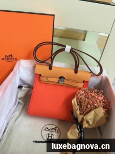 Hermes mini Herbag Original Canvas Leather & Calfskin 45987 orange&brown