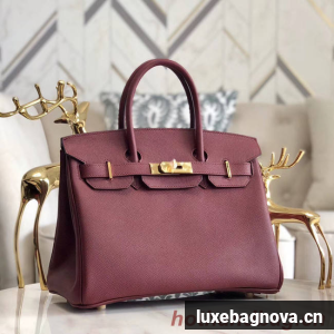 Hermes original Epsom Leather HB35O Burgundy&gold Metal