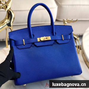 Hermes original Epsom Leather HB35O Electro optic blue&gold Metal