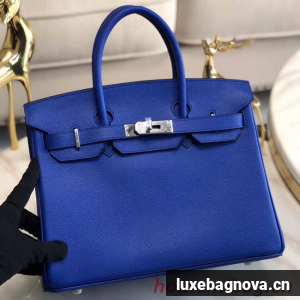 Hermes original Epsom Leather HB35O Electro optic blue&silver Metal