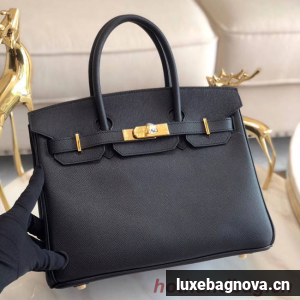 Hermes original Epsom Leather HB35O black&gold Metal