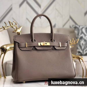 Hermes original Epsom Leather HB35O grey&gold Metal