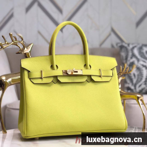 Hermes original Epsom Leather HB35O lemon&gold Metal