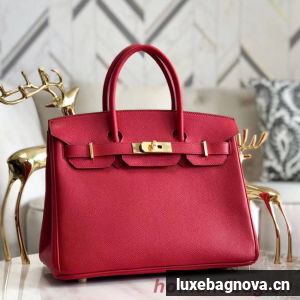 Hermes original Epsom Leather HB35O red&gold Metal